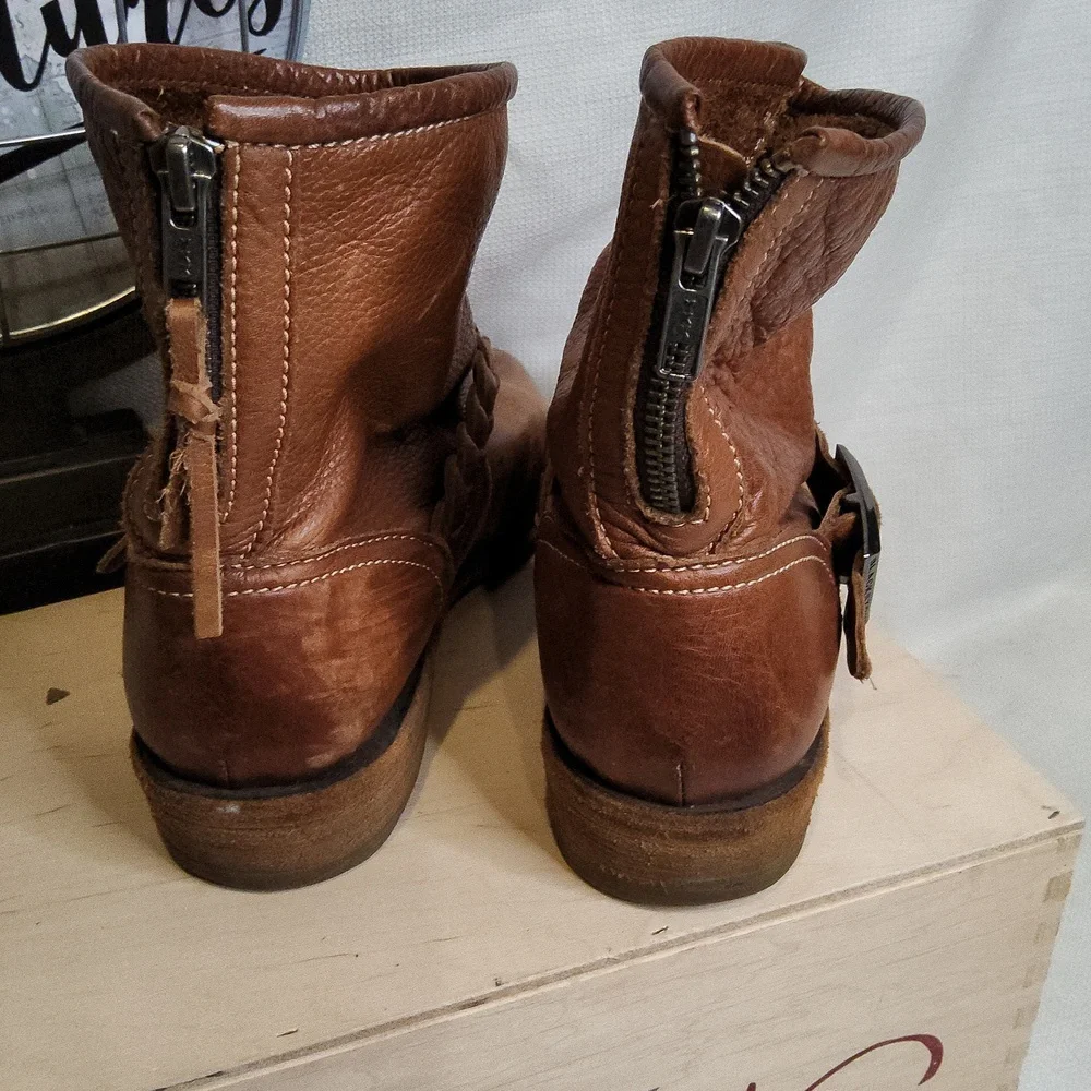 Blackstone brandy luggage leather pull on booties made in Indonesia 39 8 8.5 - Picture 4 of 6